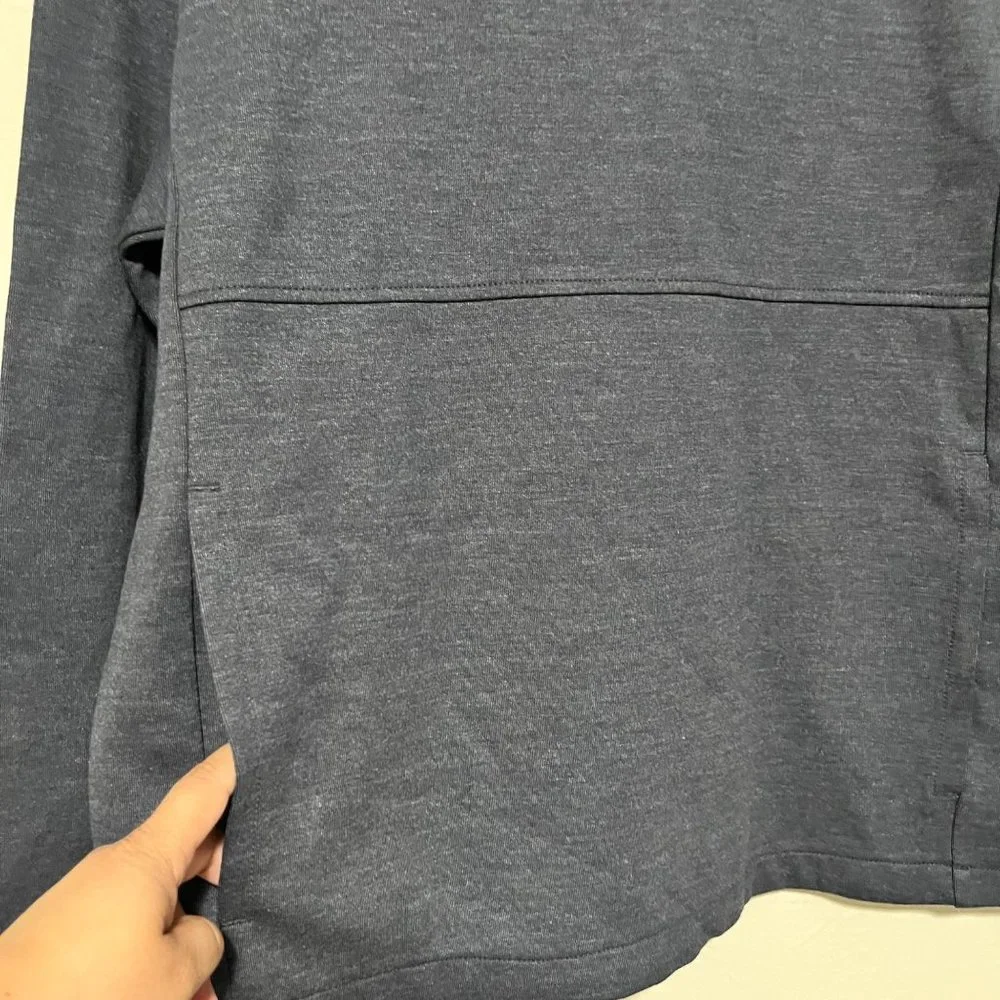 J Crew Authentic Fleece‎ Gray Mens Pullover Mock Neck Hooded Sweater Size M